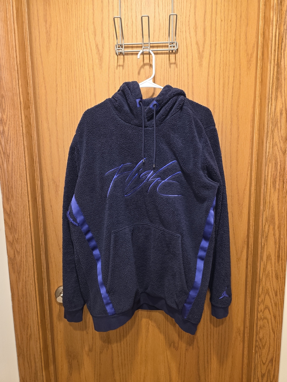 Vintage Jordan Men's Navy 'Flight' Sherpa Hoodie